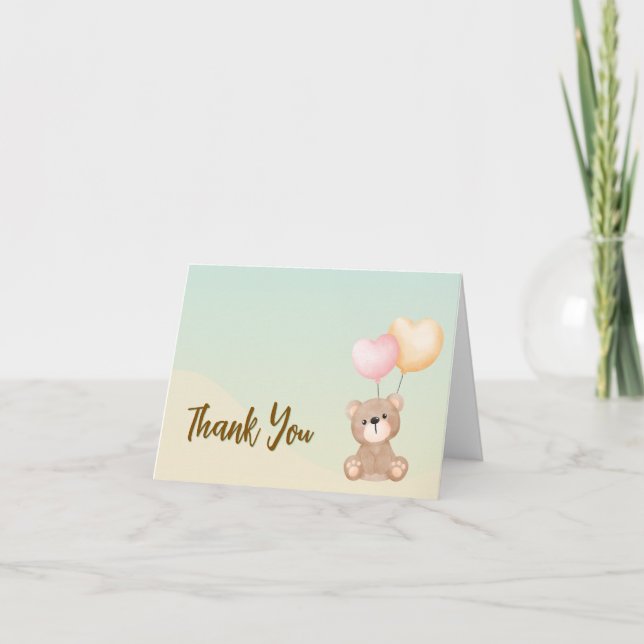 Teddy Bear Baby Dusche Vielen Dank Dankeskarte (Vorderseite)