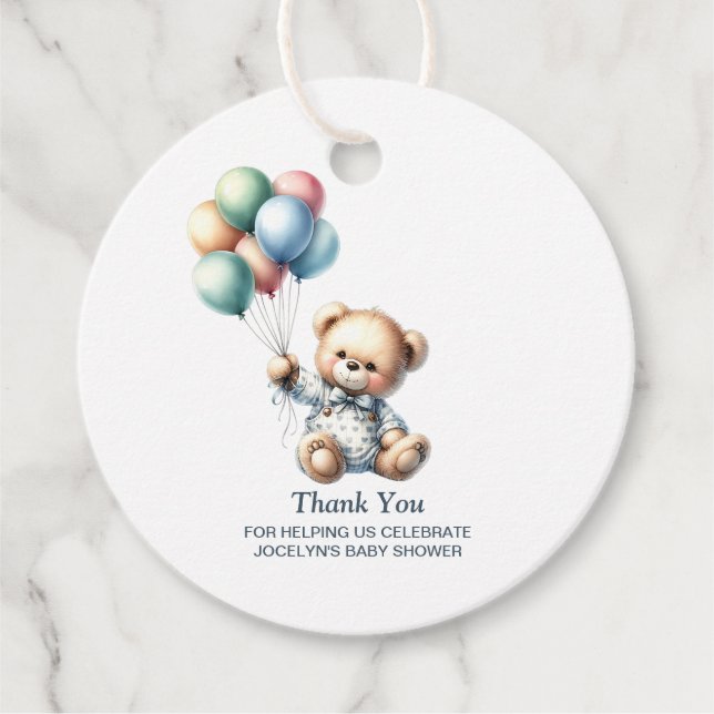 Teddy Bear Baby Dusche Vielen Dank Geschenkanhänger (Vorderseite)