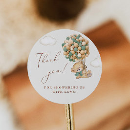 Teddy Bear Baby Dusche Vielen Dank Runder Aufkleber