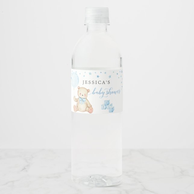 Teddy Bear Baby Dusche Wasserflaschen Labels (Vorderseite)