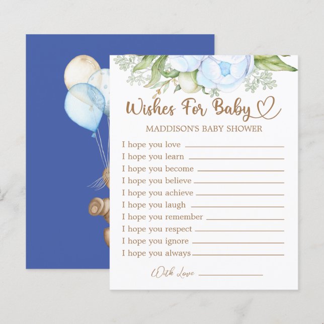 Teddy Bear Baby Dusche Wünsche für Baby (Vorne/Hinten)