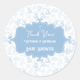 Teddy Bear Baby Duschturm Blue Vielen Dank Runder Aufkleber
