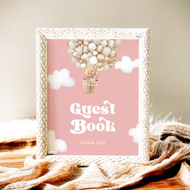 Teddy Bear Baby Girl Shower Guest Book Poster (Von Creator hochgeladen)