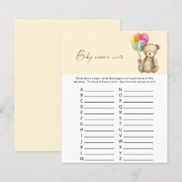 Teddy Bear - Baby name race game