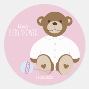 Teddy Bear Baby Shocker, rosa Hintergrund Runder Aufkleber