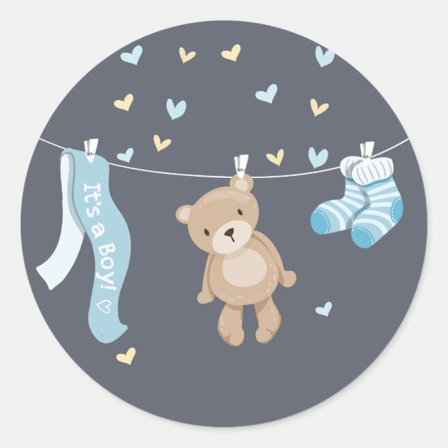 Teddy Bear Baby Shocker Umschlag Aufkleber Boy (Vorderseite)