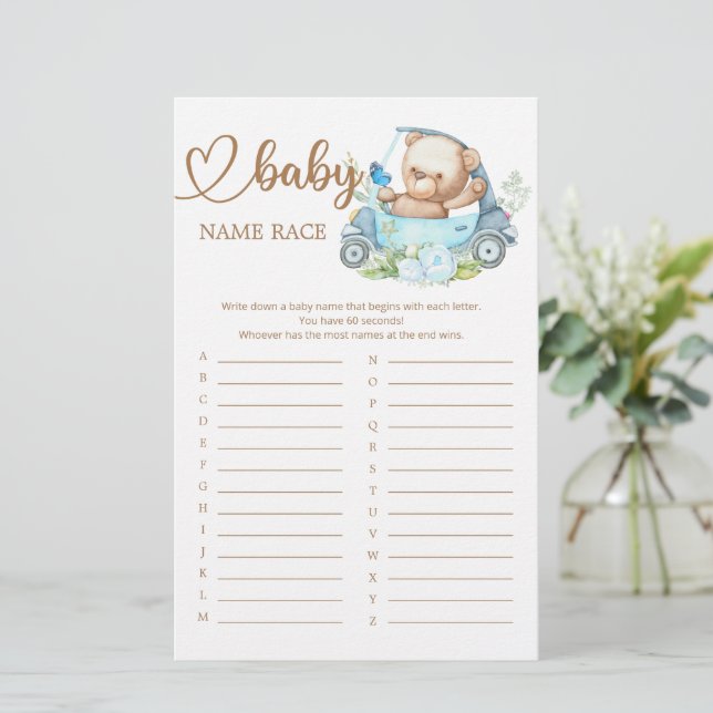 Teddy Bear Baby Shooter Baby Name Race Game (Stehend Vorderseite)
