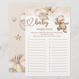 Teddy Bear Baby Shooter Baby Name Race Game