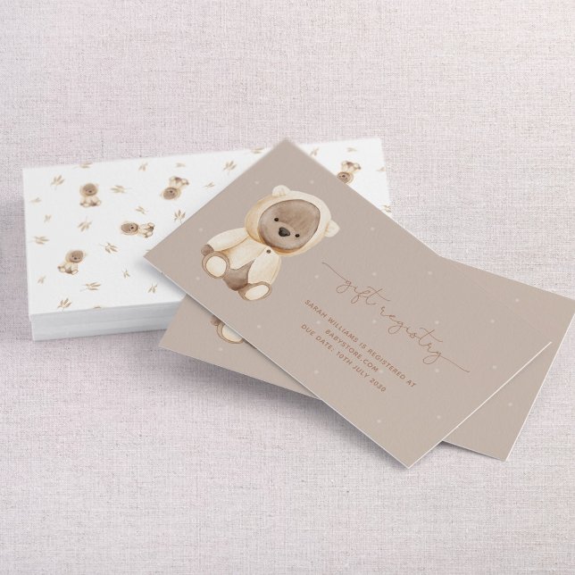 Teddy Bear Baby Shooter Geschenkgutscheine Registr Visitenkarte (Von Creator hochgeladen)