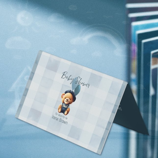 Teddy Bear Baby Showcard Buchungsanfrage (Create casual chic baby shower enclosure cards. Use the template to personalize.)