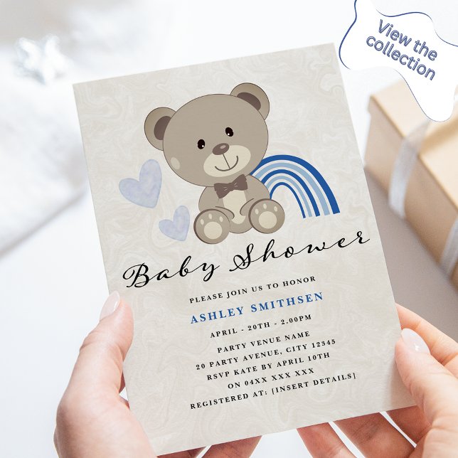 Teddy Bear Baby Shower (blau) Einladung (Von Creator hochgeladen)