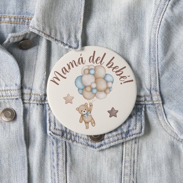 Teddy Bear Baby Shower Boy in Spanisch Button (Beispiel)
