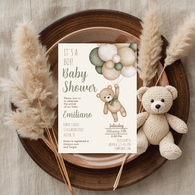 Teddy Bear Baby shower Boy Invitation (Créateur téléchargé)