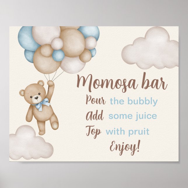 Teddy Bear Baby Shower Boy Mama osa Zeichen Poster (Vorne)