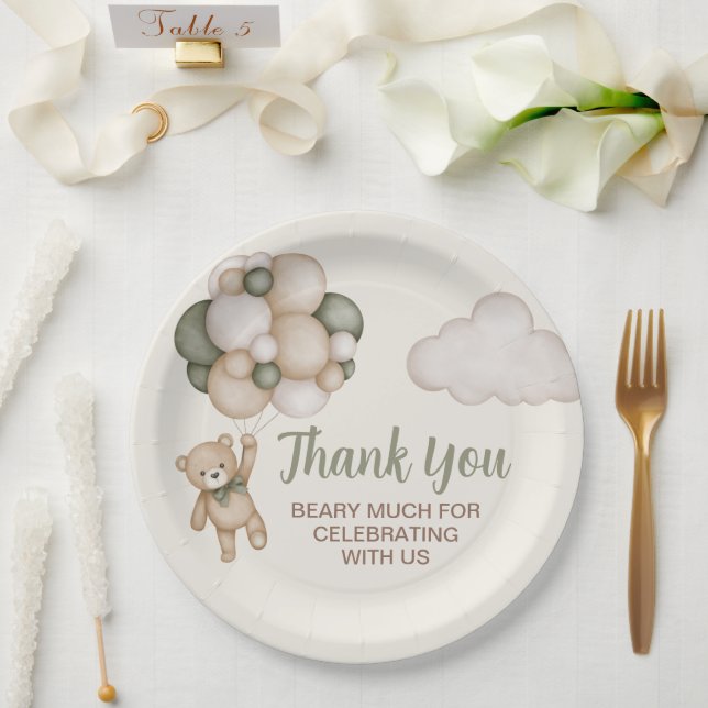 Teddy Bear Baby Shower Boy Pappteller (Hochzeit)