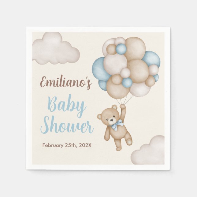 Teddy Bear Baby Shower Boy Serviette (Vorderseite)