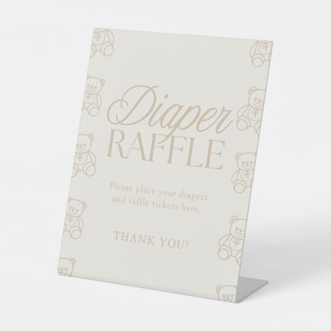 Teddy Bear Baby Shower Diaper Raffle Sign Sockelschild (Vorderseite)