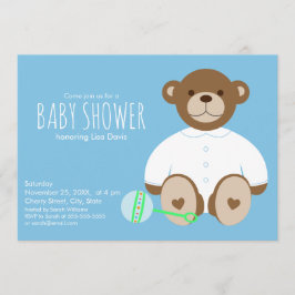 Teddy Bear Baby Shower Einladung, blauer Hintergru Einladung