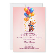 Teddy Bear Baby Shower Einladung für Baby Girl