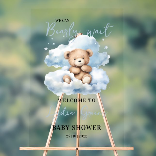 Teddy Bear Baby Shower Einladung, kann frühzeitig  Acrylschild (Neutral)