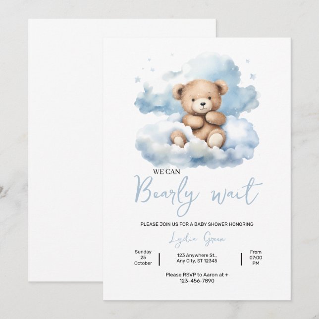 Teddy Bear Baby Shower Einladung, kann frühzeitig  Einladung (Vorne/Hinten)