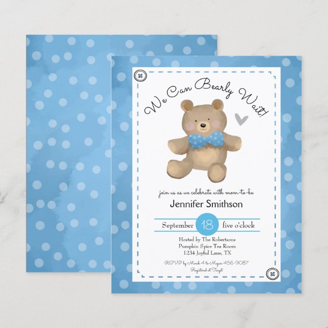 Teddy Bear Baby Shower Einladungen (Vorne/Hinten)