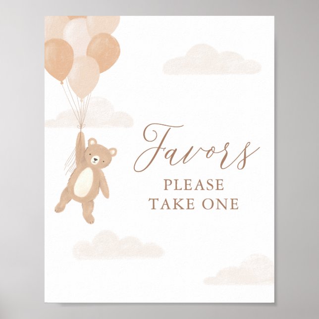 Teddy Bear Baby Shower favorisiert Schild (Vorne)