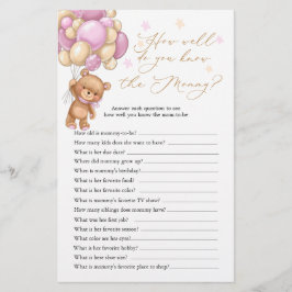 Teddy Bear Baby Shower Game, das Mama Best kennt