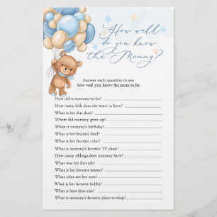 Teddy Bear Baby Shower Game, das Mama Best kennt
