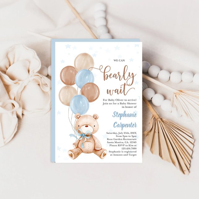 Teddy Bear Baby shower garçon Invitation (Créateur téléchargé)