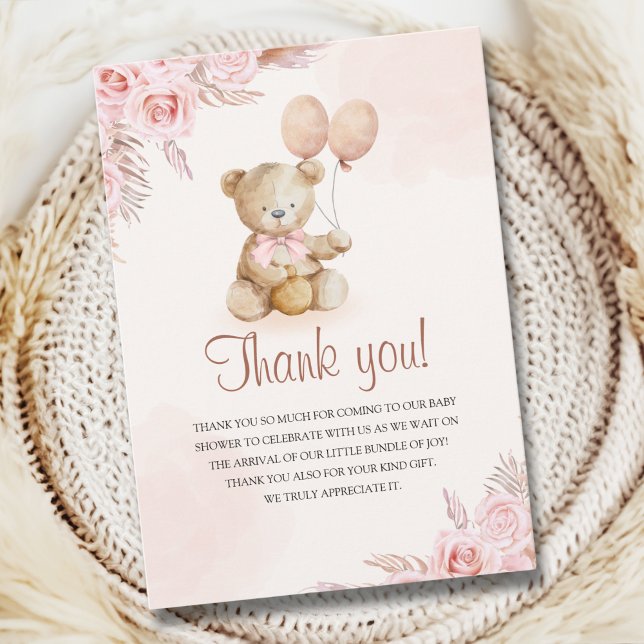 Teddy Bear Baby Shower Girl Dankeskarte (Von Creator hochgeladen)
