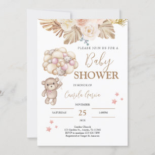 Teddy Bear Baby Shower Girl Einladung