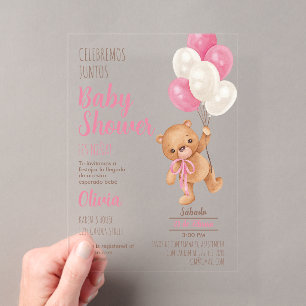 Teddy Bear Baby Shower Girl - Öffentliche Einladun Acryleinladungen