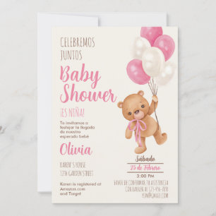 Teddy Bear Baby Shower Girl Spanische Einladung