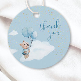 Teddy Bear Baby Shower Gold Blue Vielen Dank Geschenkanhänger