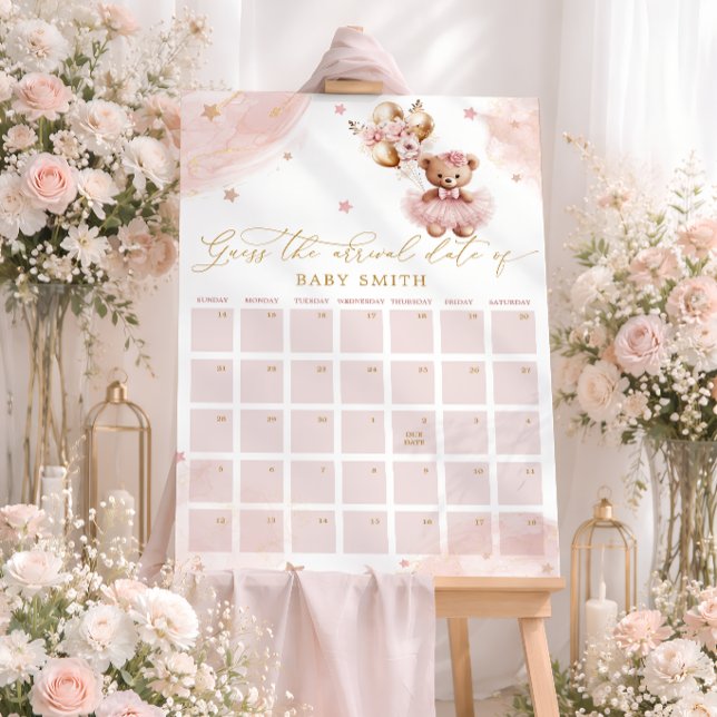 Teddy Bear Baby Shower Guess Due Date Calendar Poster (Von Creator hochgeladen)