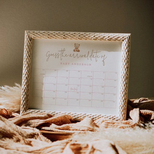 Teddy Bear Baby Shower Guess The Arrival Date Poster (Von Creator hochgeladen)