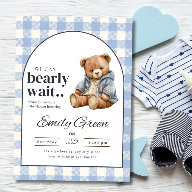Teddy Bear Baby Shower Invite,Blue Boy Baby Show Einladung (Von Creator hochgeladen)