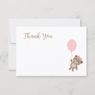 Teddy Bear Baby shower rose Merci Carte de note