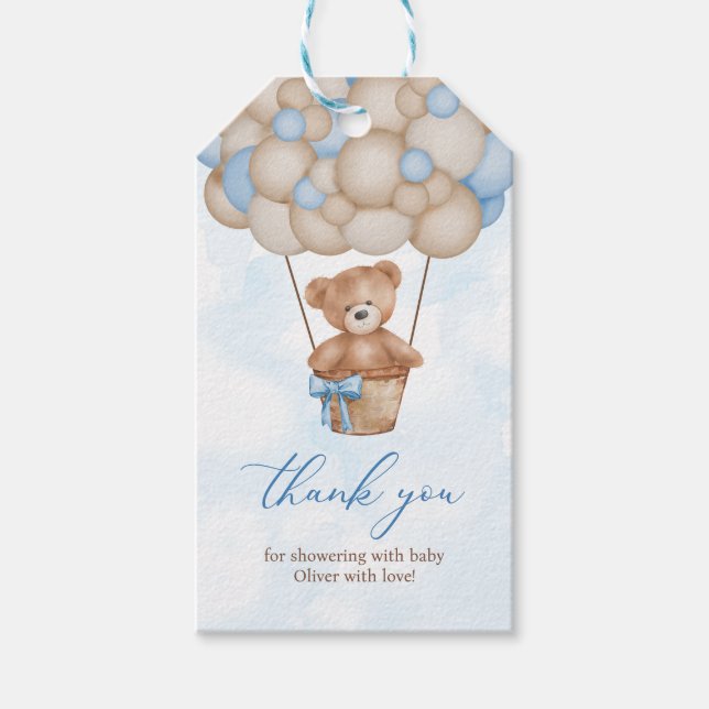 Teddy Bear Baby Shower Thank You Geschenkanhänger (Vorderseite)