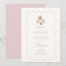 Teddy Bear Baby shower Thème Invitations Filles