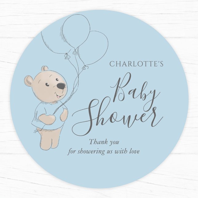 Teddy Bear Baby Shower Vielen Dank Runder Aufkleber (Von Creator hochgeladen)