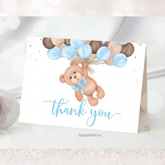 Teddy Bear Baby Shower Wir können kaum warten Dankeskarte (Teddy Bear Baby Shower Thank You Card, We Can Barely Wait Thank You, Baby Shower Thank You Card, Bea)