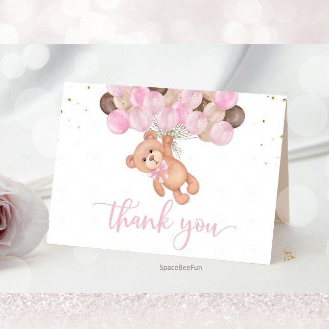 Teddy Bear Baby Shower Wir können kaum warten Dankeskarte (Teddy Bear Baby Shower Thank You Card, We Can Barely Wait Thank You, Baby Shower Thank You Card, Bea)
