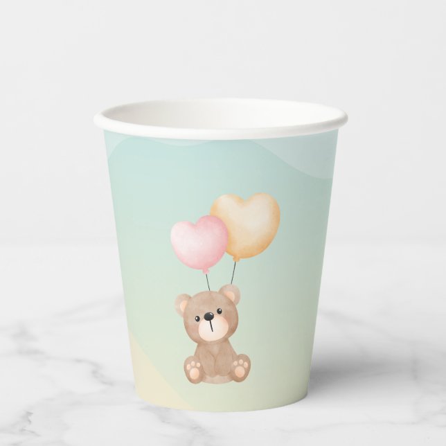 Teddy Bear Baby Showups Pappbecher (Vorderseite)