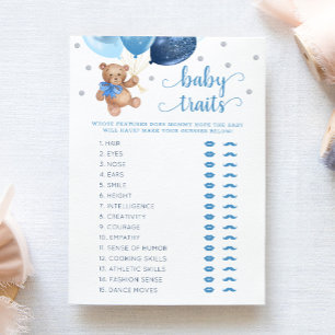 Teddy Bear Baby Tracks Game Baby Shower Card Einladung