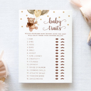 Teddy Bear Baby Tracks Game Baby Shower Card Einladung