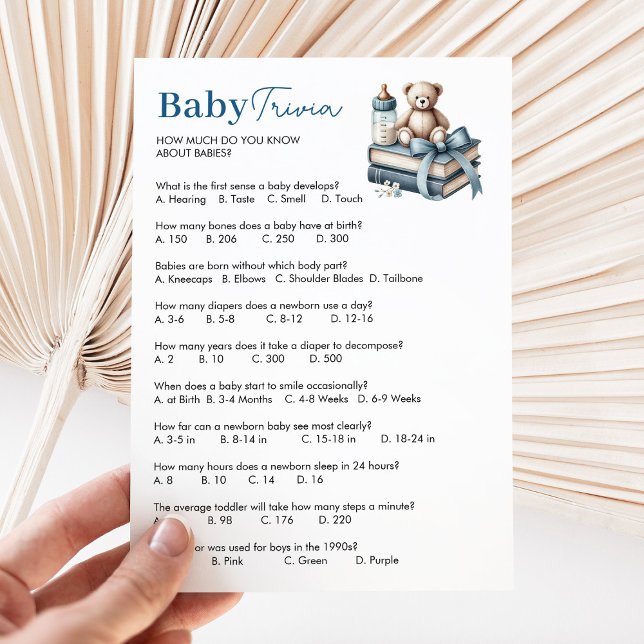 Teddy Bear Baby Trivia Boy Baby shower Carte de je (Créateur téléchargé)