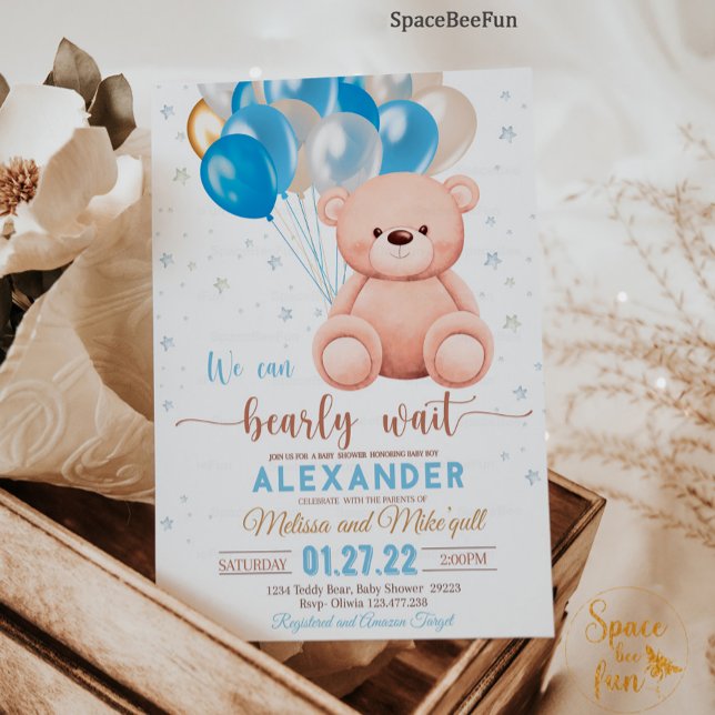 Teddy Bear Babydusche, die wir frühzeitig abwarten Einladung (Von Creator hochgeladen)