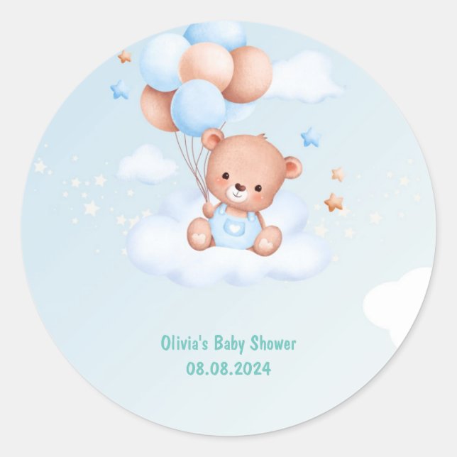 Teddy Bear Babydusche Runder Aufkleber (Vorderseite)
